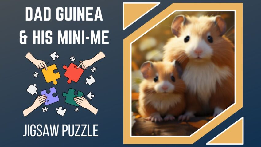 A Charming Jigsaw Puzzle Dad Guinea Pig and His Mini-Me